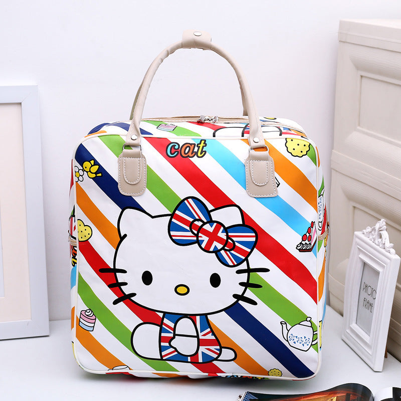 【B-0008】Cartoon travel bag, female hand luggage bag, PU short distance travel student luggage bag, travel bag, large capacity waiting for delivery bag