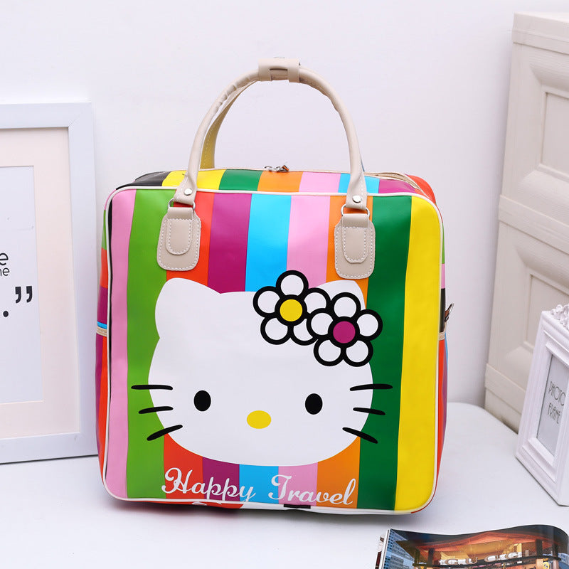 【B-0008】Cartoon travel bag, female hand luggage bag, PU short distance travel student luggage bag, travel bag, large capacity waiting for delivery bag