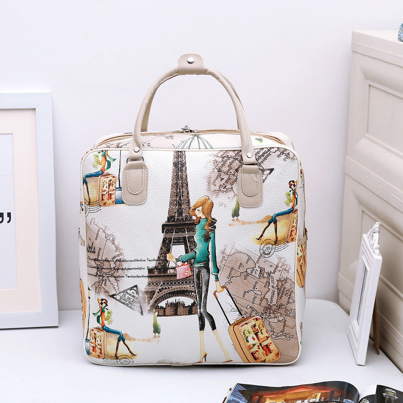 【B-0008】Cartoon travel bag, female hand luggage bag, PU short distance travel student luggage bag, travel bag, large capacity waiting for delivery bag