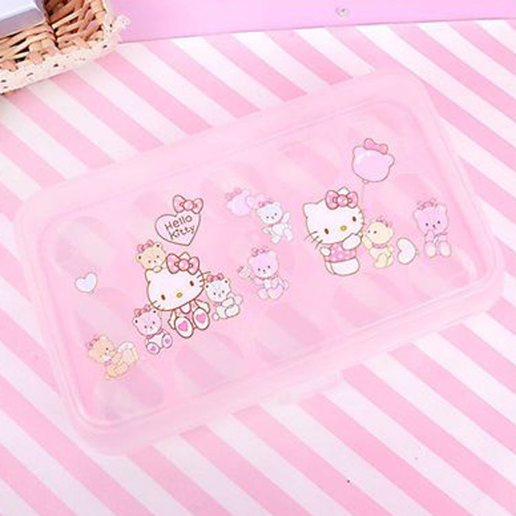 Creative cartoon 15 square egg box roll-out box household plastic transparent refrigerator egg preservation storage box