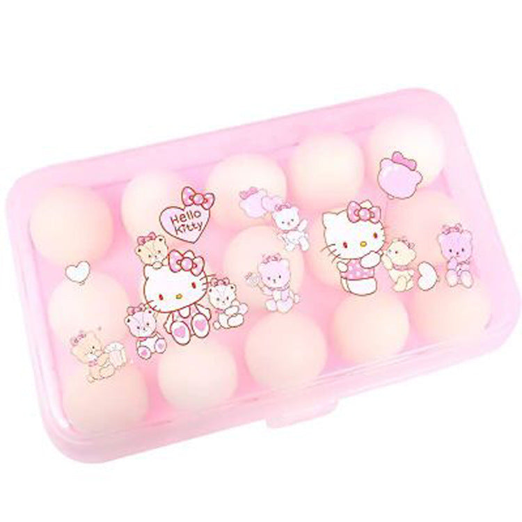 Creative cartoon 15 square egg box roll-out box household plastic transparent refrigerator egg preservation storage box