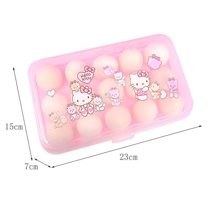 Creative cartoon 15 square egg box roll-out box household plastic transparent refrigerator egg preservation storage box