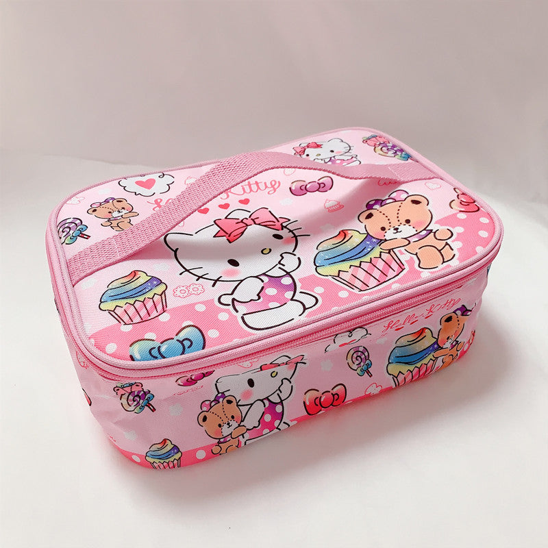 Japanese cute cartoon l student lunch box bag Large size lunch box insulation bag Corner biological large capacity storage bag