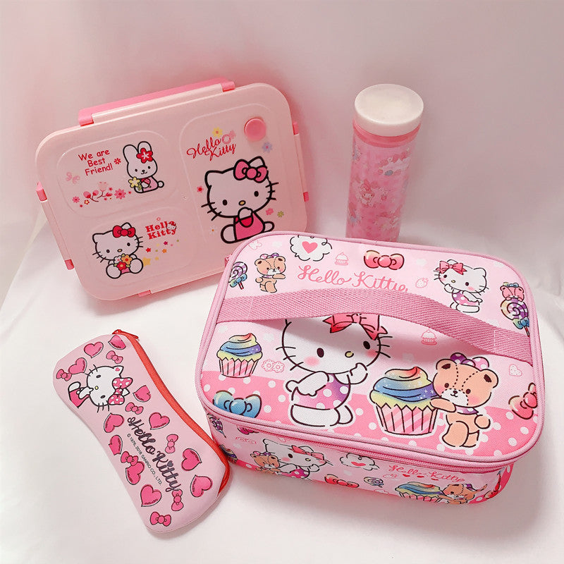 Japanese cute cartoon l student lunch box bag Large size lunch box insulation bag Corner biological large capacity storage bag