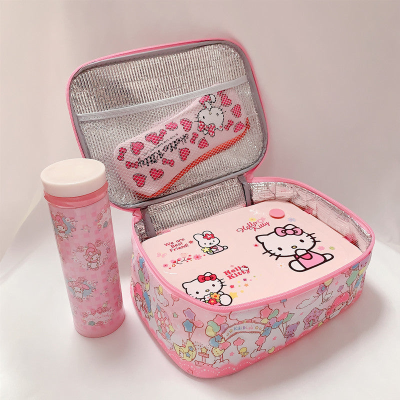 Japanese cute cartoon l student lunch box bag Large size lunch box insulation bag Corner biological large capacity storage bag