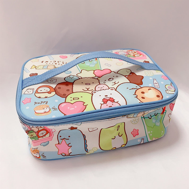 Japanese cute cartoon l student lunch box bag Large size lunch box insulation bag Corner biological large capacity storage bag