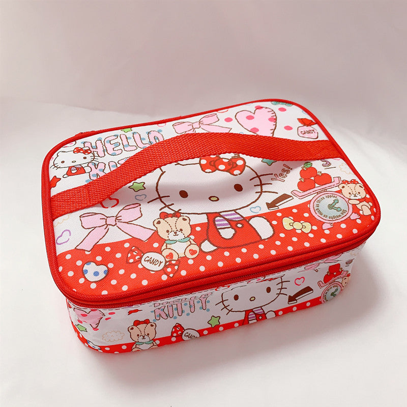 Japanese cute cartoon l student lunch box bag Large size lunch box insulation bag Corner biological large capacity storage bag