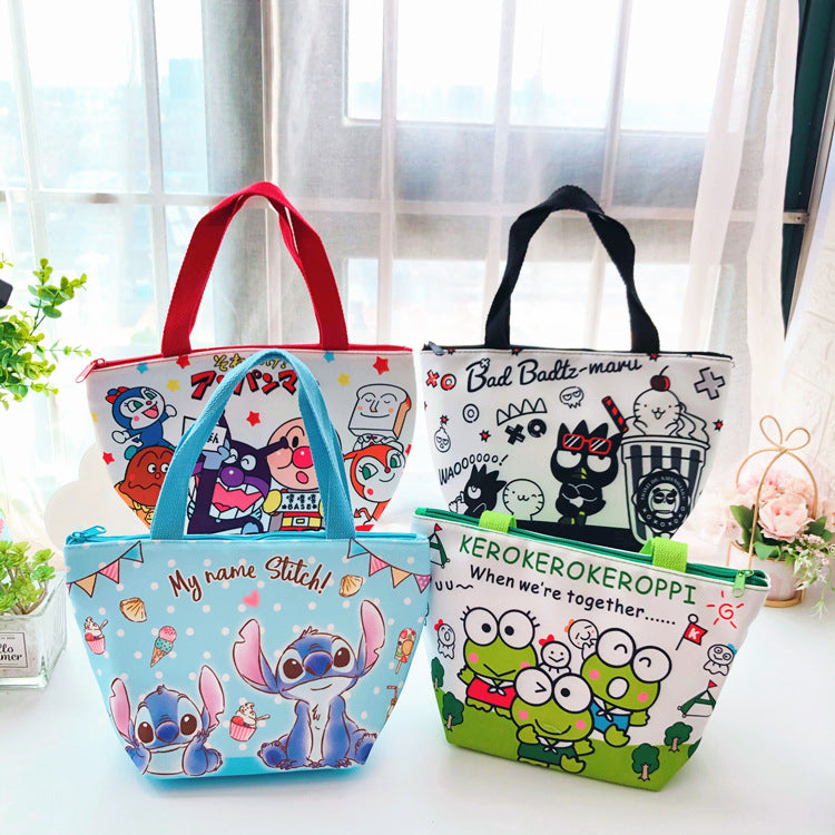 【BT-0010】New Japanese thermal insulation bag cute cartoon with meal portable canvas aluminum foil insulated lunch box bento bag cold bag