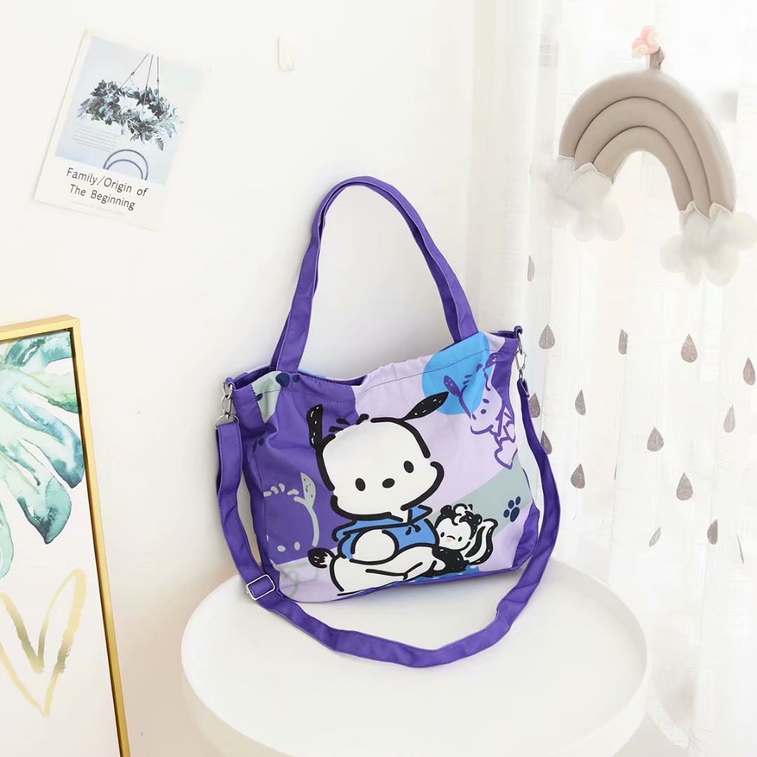 Girl Heart Cute Cartoon Dual Use One Shoulder Crossbody Bag Canvas Bag Portable Carrying Bag Mommy Bag Student Study Bag