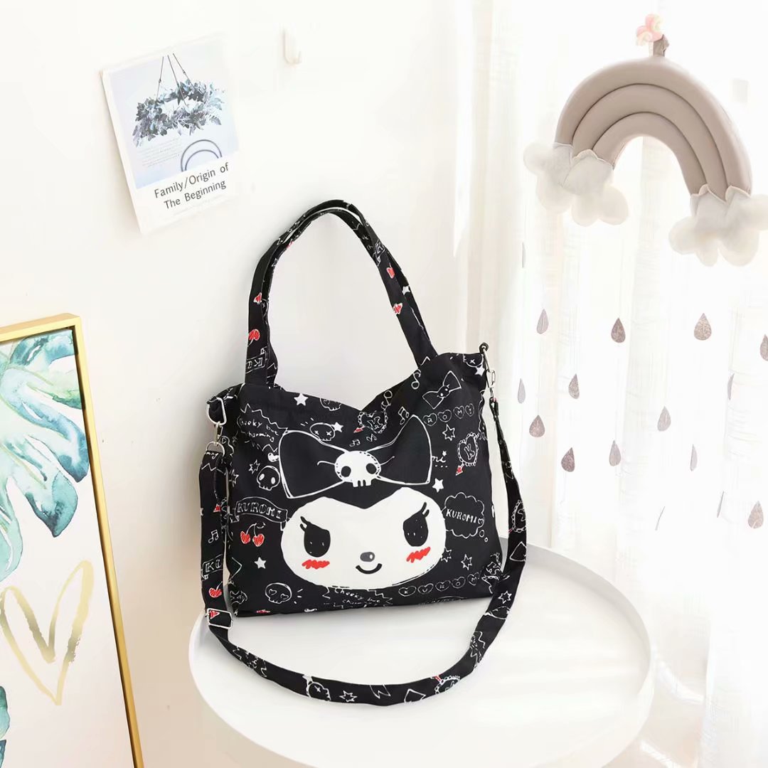 Girl Heart Cute Cartoon Dual Use One Shoulder Crossbody Bag Canvas Bag Portable Carrying Bag Mommy Bag Student Study Bag