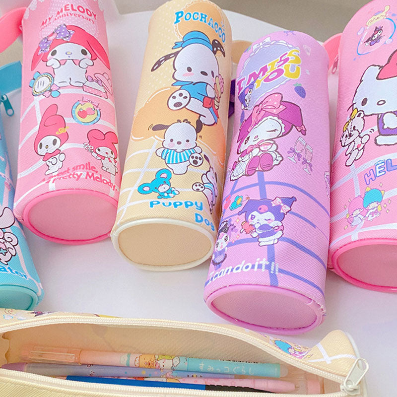 Japanese Cute Girl Heart Cylinder Large Capacity Pencil Bag Student Stationery Box Stationery Storage PC Dog Pencil Box