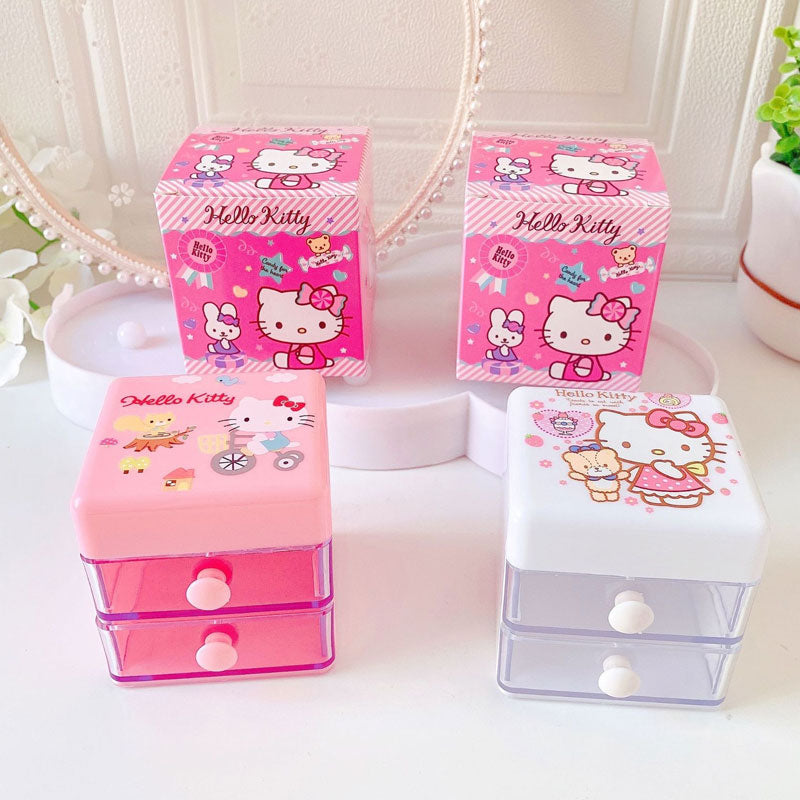 New cute double flip drawer jewelry box small white earrings necklace ring classification jewelry desktop box