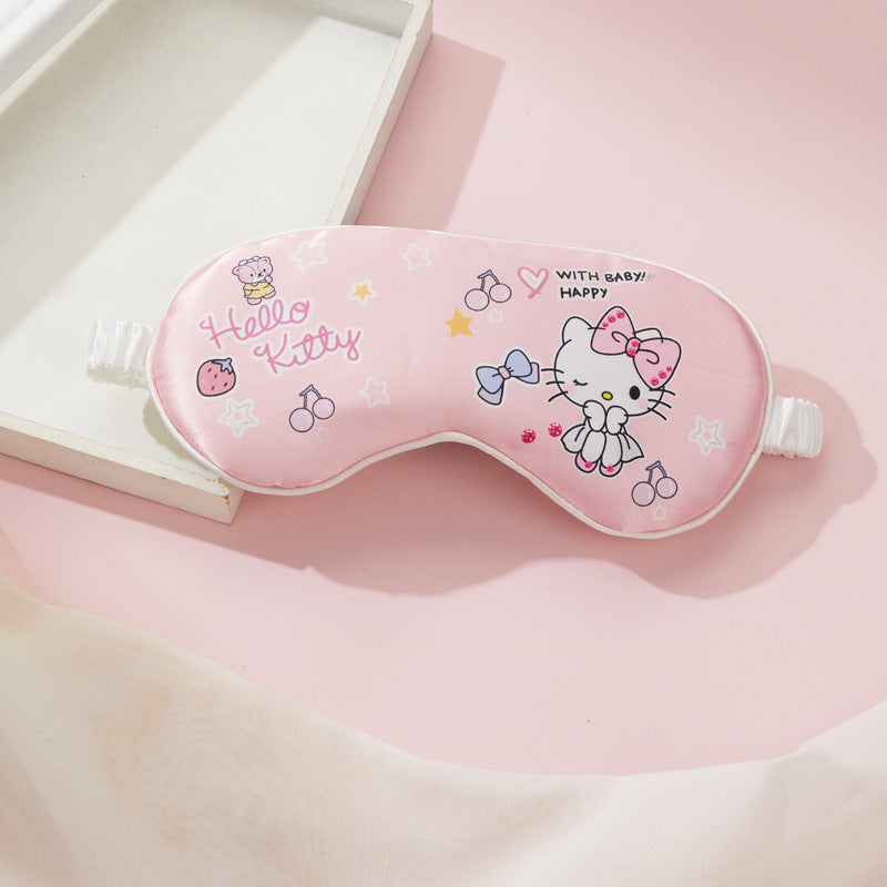 Double-sided silk eye mask lunch break shading cartoon cute strap travel eye protection breathable to relieve fatigue.