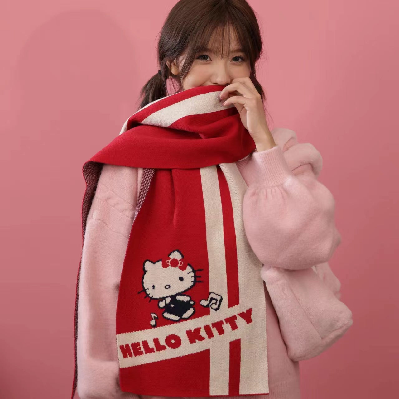 【DU-0059】Sanrio Knitted Scarf Winter Red Scarf Cartoon Cute Windproof and Warm