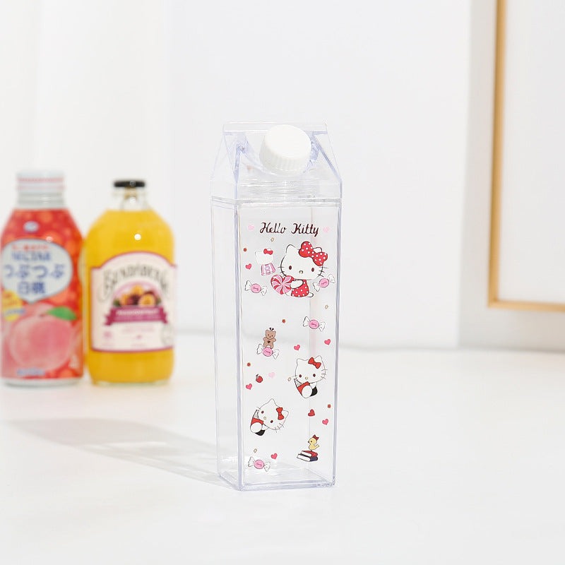 Japanese Kuromi Square Creative Milk Box Beverage Juice Split Bottle Large Capacity Iced Beverage Cup Water Cup