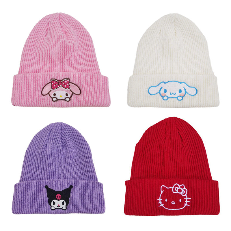 cute cartoon Sanrio embroidered knitted cap wool cap kuromi warm hat