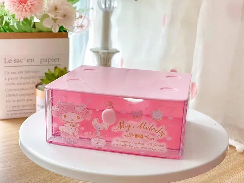 Cute girl heart desktop jewelry box mini drawer box cartoon storage box drawer sorting box