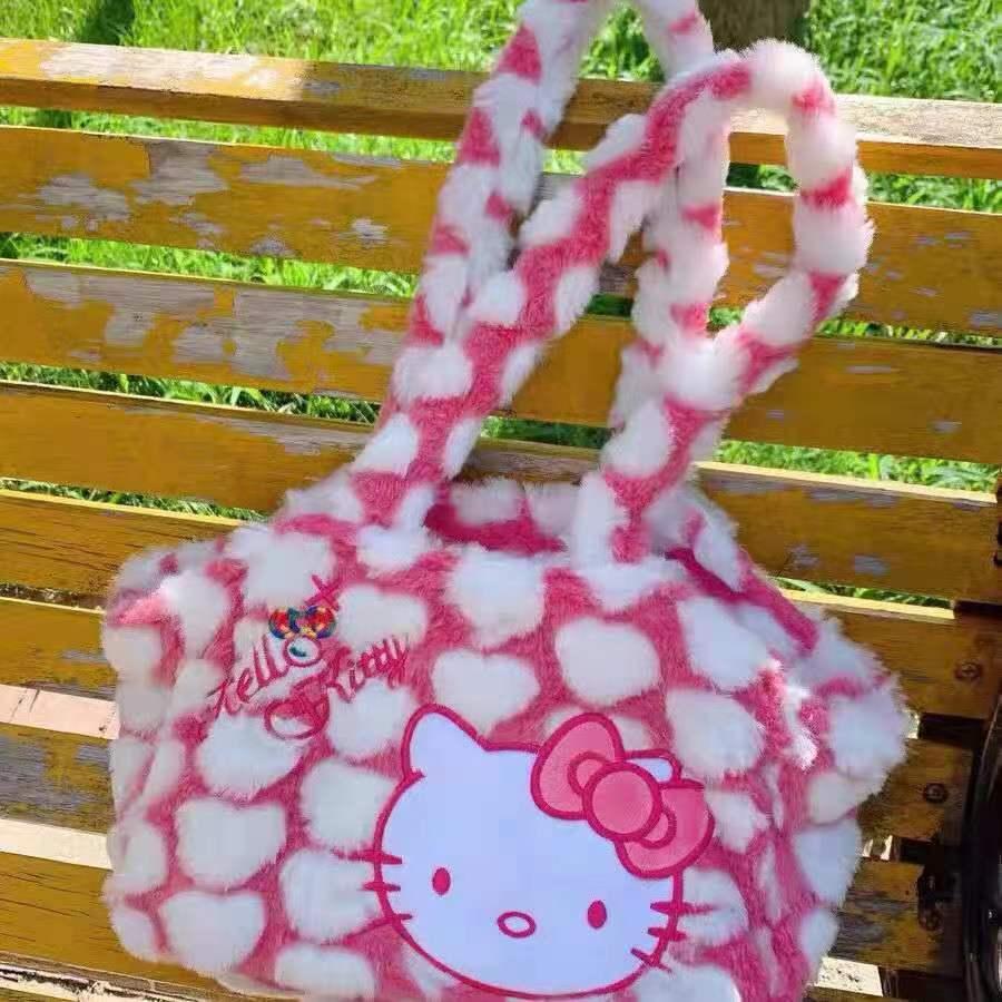 y2k millennial hottie 2021 plush kitty kitty shoulder handbag concave red book lolita