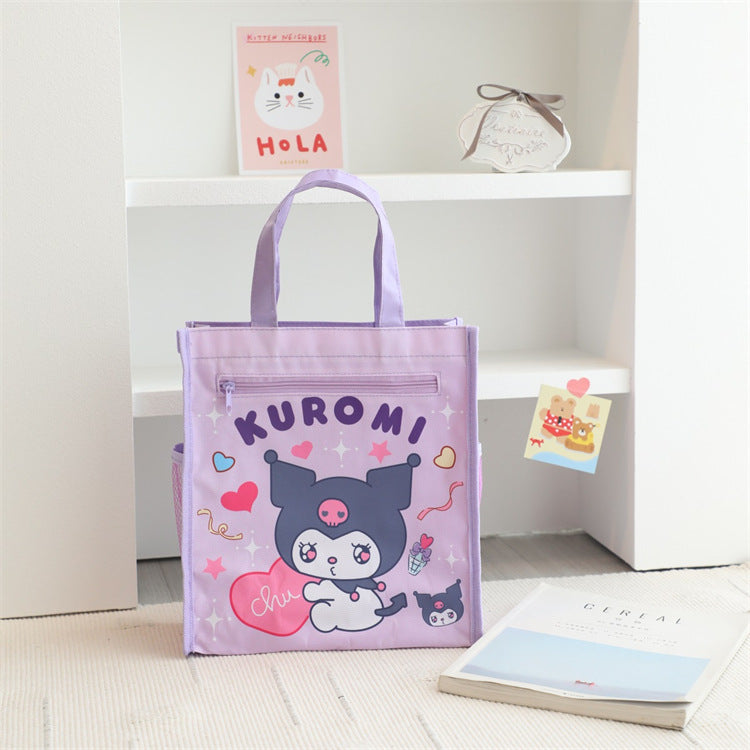 【B-0047】Cartoon cute girl heart ugly fish student tutorial bag portable study bag class textbook bag stationery handbag