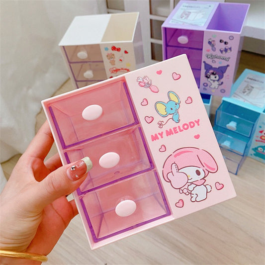 Japanese cute girl heart multi-compartment desktop storage box, student stationery, sundries, pen holder, jewelry storage drawer box