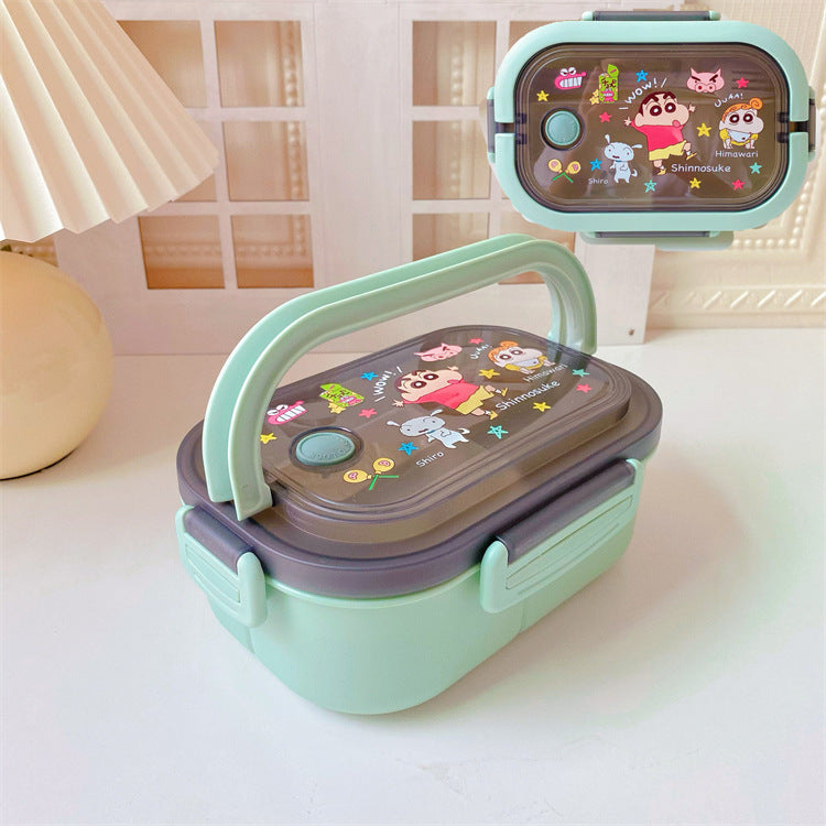 【BT-0002】Japanese cute girly heart double-layer kulomi handheld lunch box, bento box, portable divider, sealed fresh-keeping box, lunch box