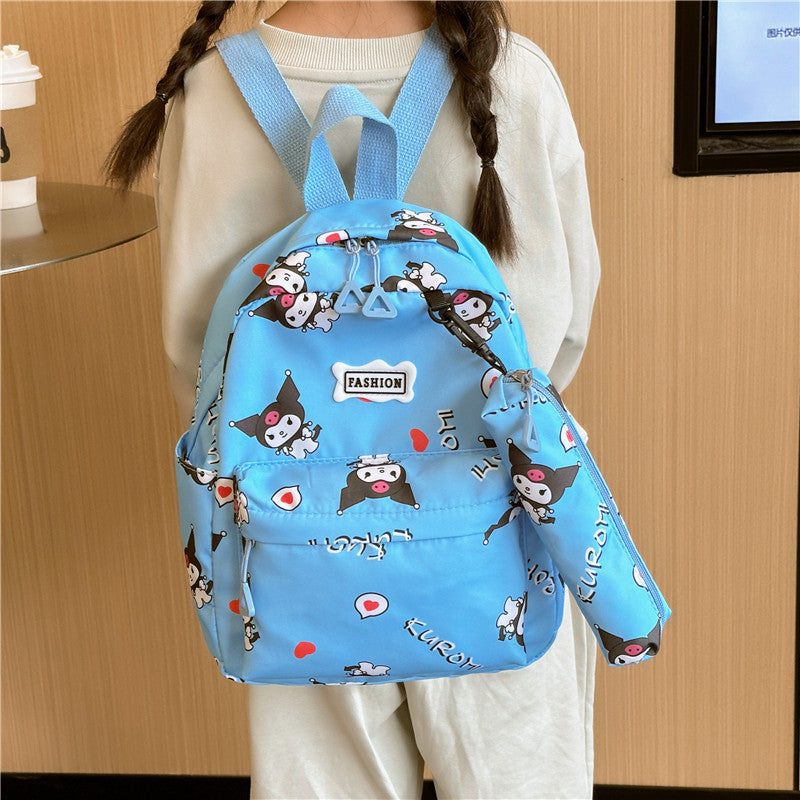 Cartoon printed backpack for kindergarten babies 2023 New cute girl graffiti minimalist backpack trend