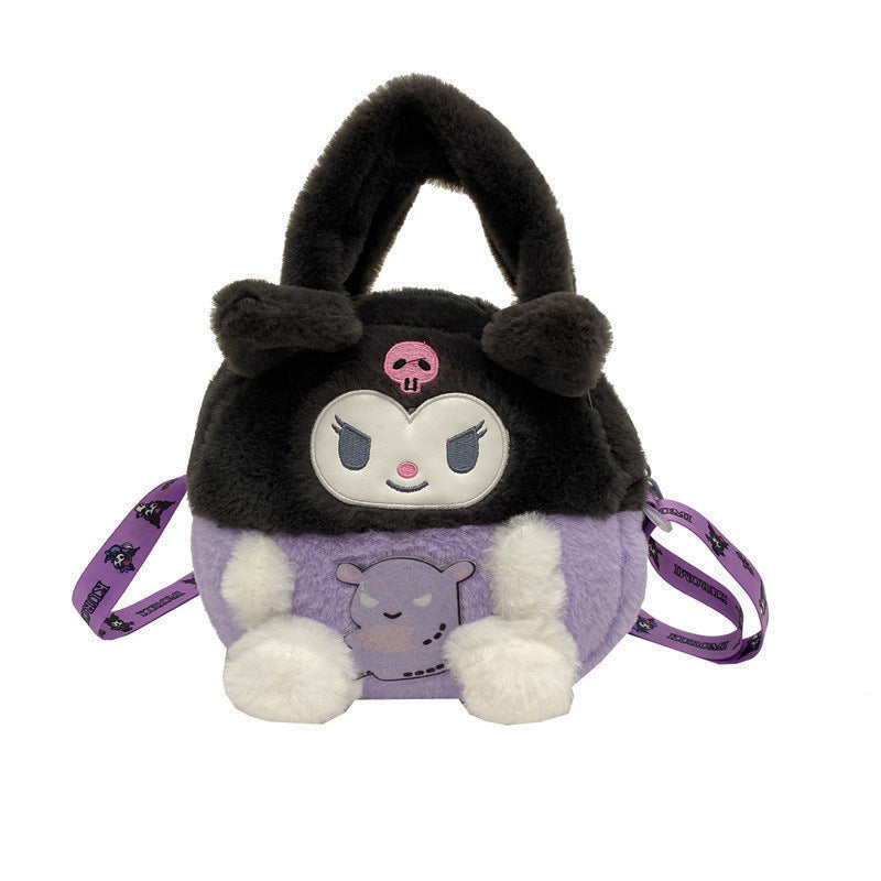 【B-0053】New cartoon Sanrio plush bag ins Joker Kuromi doll bag cute doll hand bag