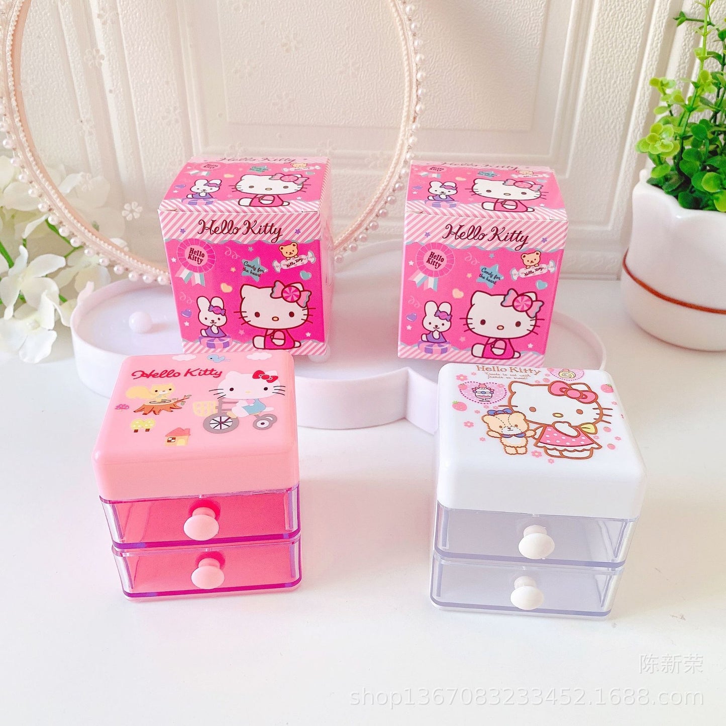 New cute double flip drawer jewelry box small white earrings necklace ring classification jewelry desktop box