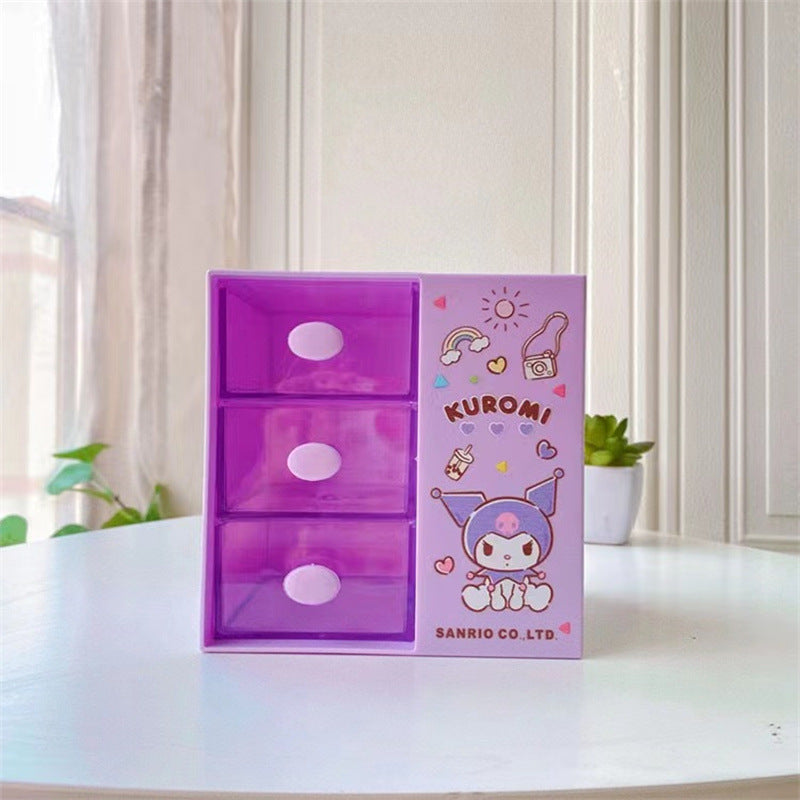 Japanese cute girl heart multi-compartment desktop storage box, student stationery, sundries, pen holder, jewelry storage drawer box