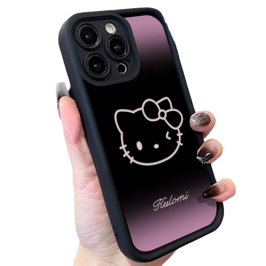 Dark Purple Kitty Premium Apple 14/xs Phone Case 13promax Silicone 11/12 Anti Drop xsmax Soft x