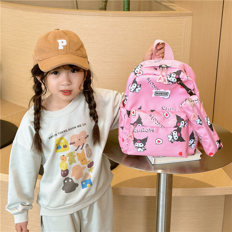 Cartoon printed backpack for kindergarten babies 2023 New cute girl graffiti minimalist backpack trend