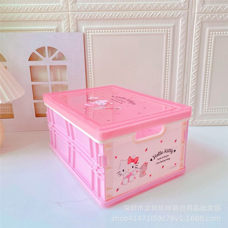 PC dog large-capacity storage box portable plastic folding storage box desktop dust-proof sundries box with cover