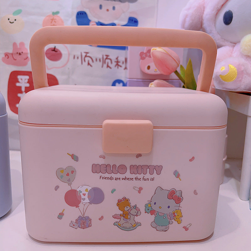 Cartoon medicine box, household multi-layer portable storage box, Yugui Gou Melody, household classification small medicine box