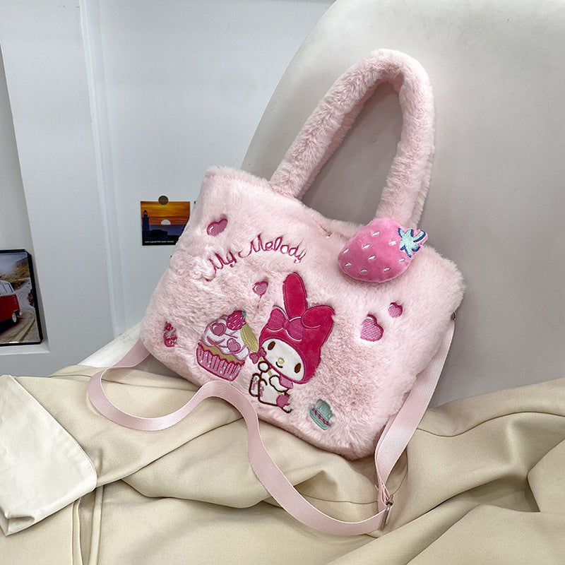 Japanese Kuromi my melody plush shoulder bag children&#039;s oblique bag Cinnamoroll handbag Hello Kitty satchel