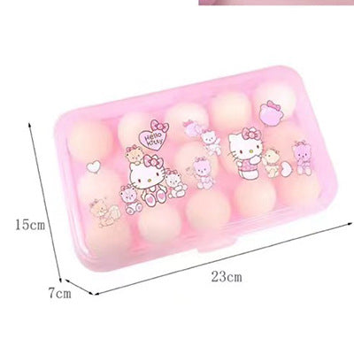 Creative cartoon 15 square egg box roll-out box household plastic transparent refrigerator egg preservation storage box