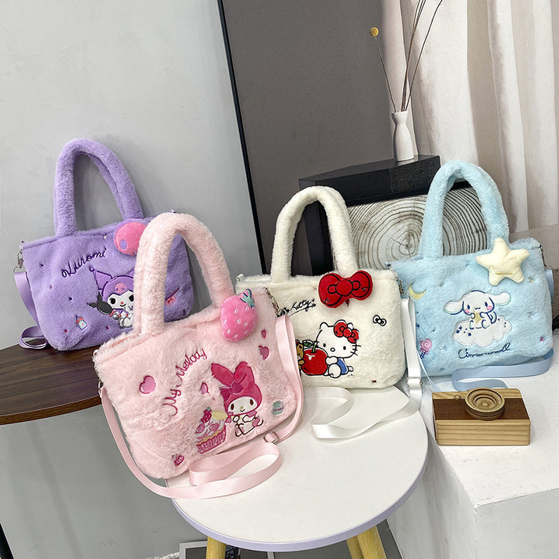 Japanese Kuromi my melody plush shoulder bag children&#039;s oblique bag Cinnamoroll handbag Hello Kitty satchel