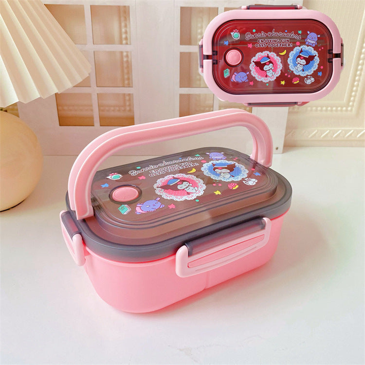 【BT-0002】Japanese cute girly heart double-layer kulomi handheld lunch box, bento box, portable divider, sealed fresh-keeping box, lunch box