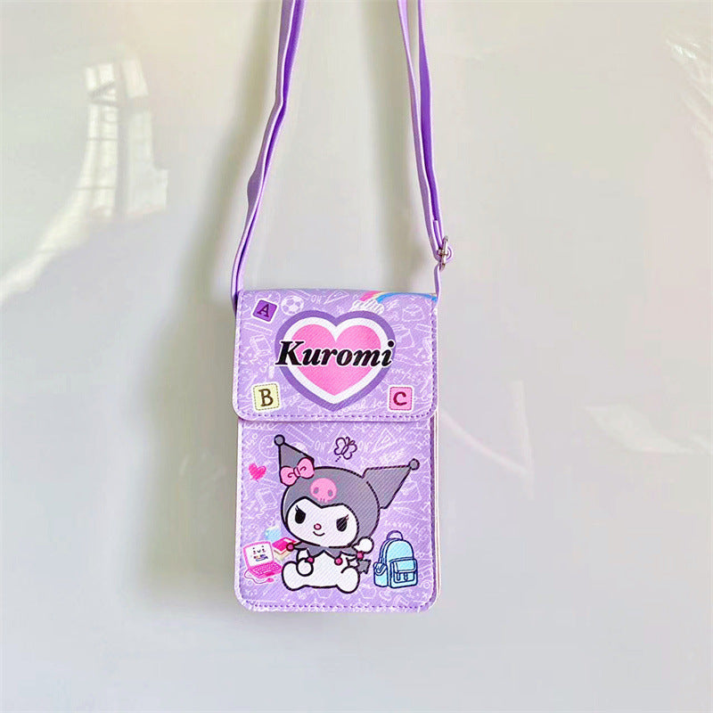 Japanese cute girl heart mobile phone bag portable outing kulomi mobile phone change key storage bag shoulder backpack