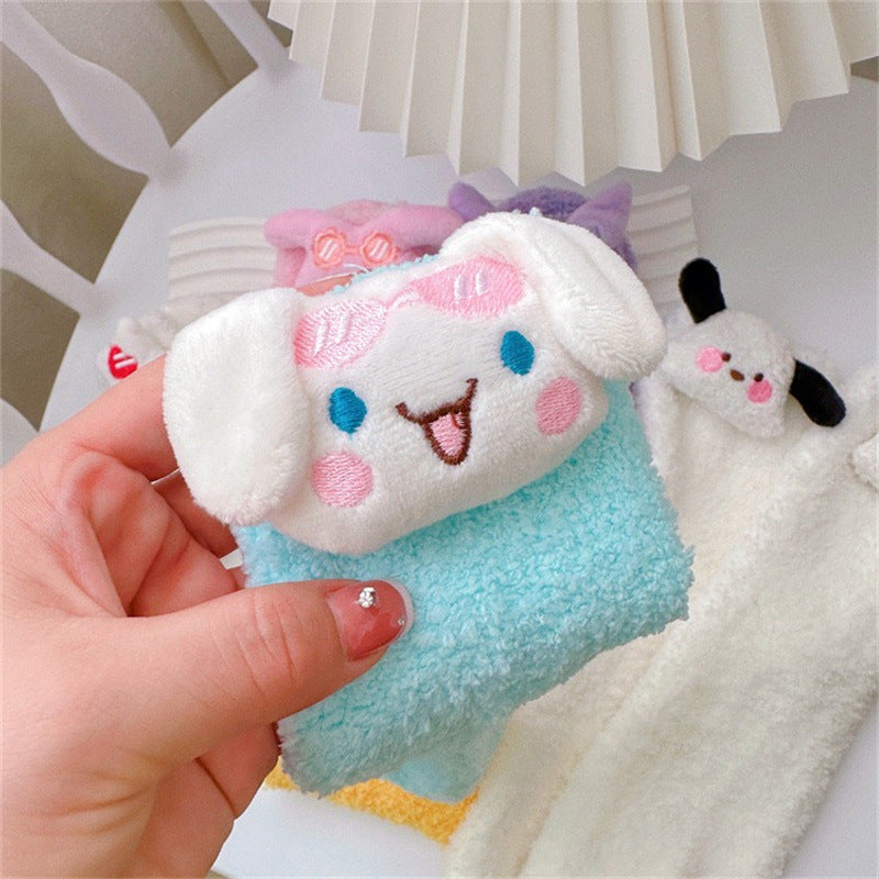 【DU-0054】Japanese Cute Girl Heart Plush Floor Socks, Home Plush Socks, Winter Warm Medium Tube Socks, Coolommy Sleep Socks