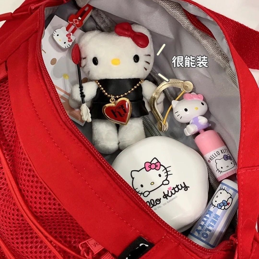 【B-0043】Sweet Cool Crossbody Bag Summer Casual Shoulder Bag New Waist Bag Women's Trendy ins Dumpling Bag Red Kitty Chest Bag