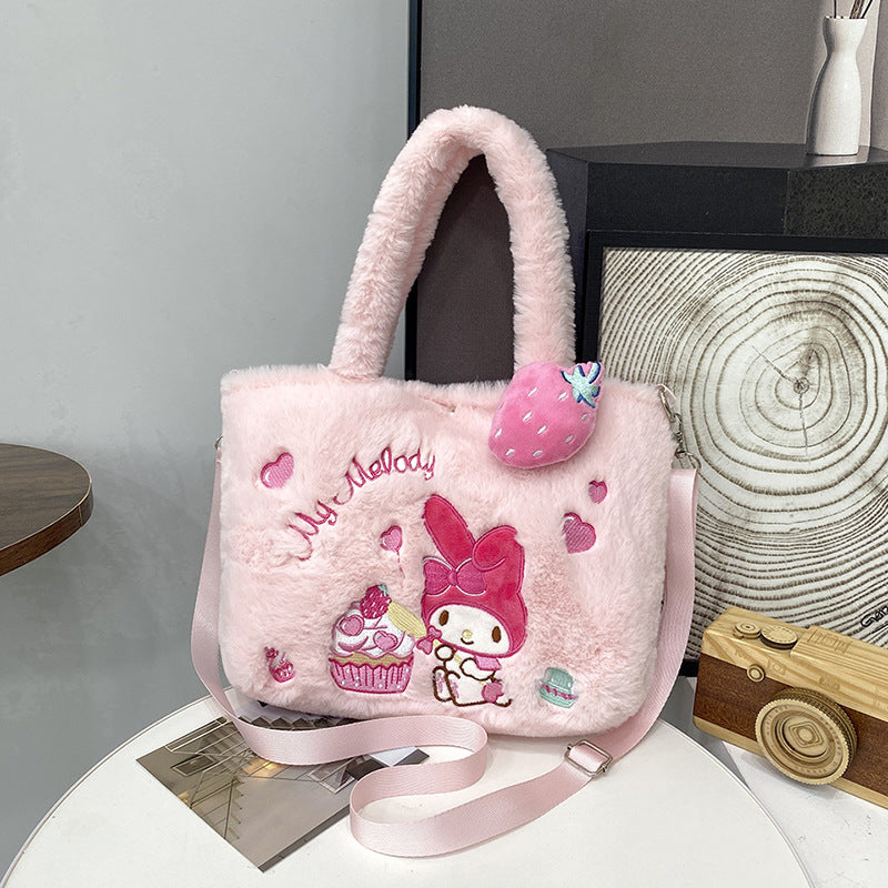 Japanese Kuromi my melody plush shoulder bag children&#039;s oblique bag Cinnamoroll handbag Hello Kitty satchel