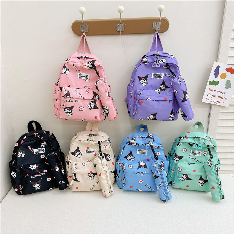 Cartoon printed backpack for kindergarten babies 2023 New cute girl graffiti minimalist backpack trend