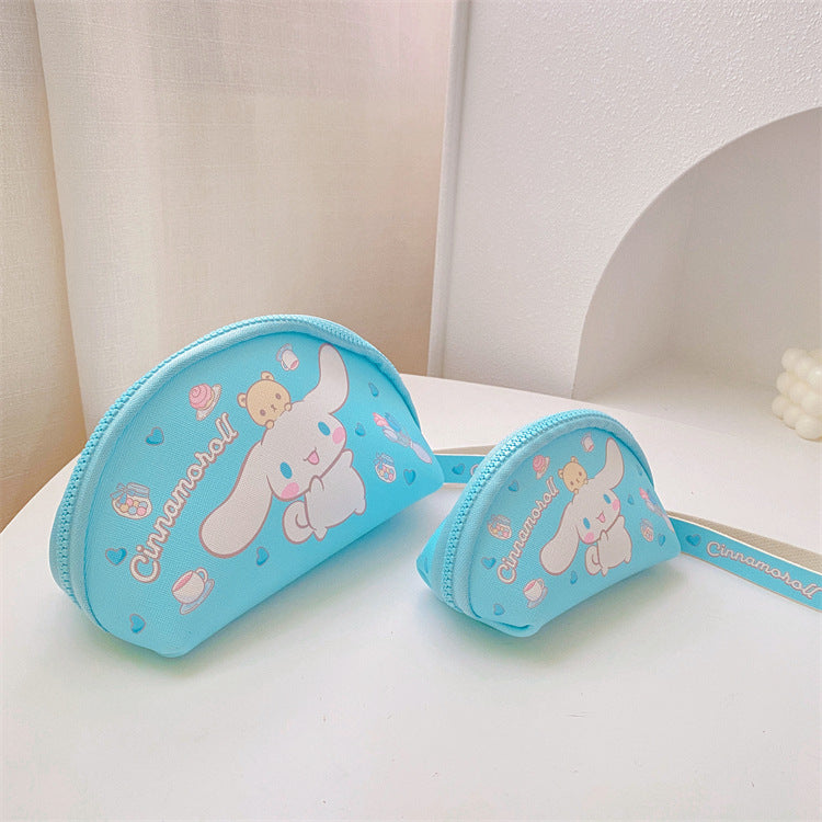 【B-0002】Japanese cartoon cute girl heart makeup bag storage two-piece set Change key storage bag ugly fish hand bag