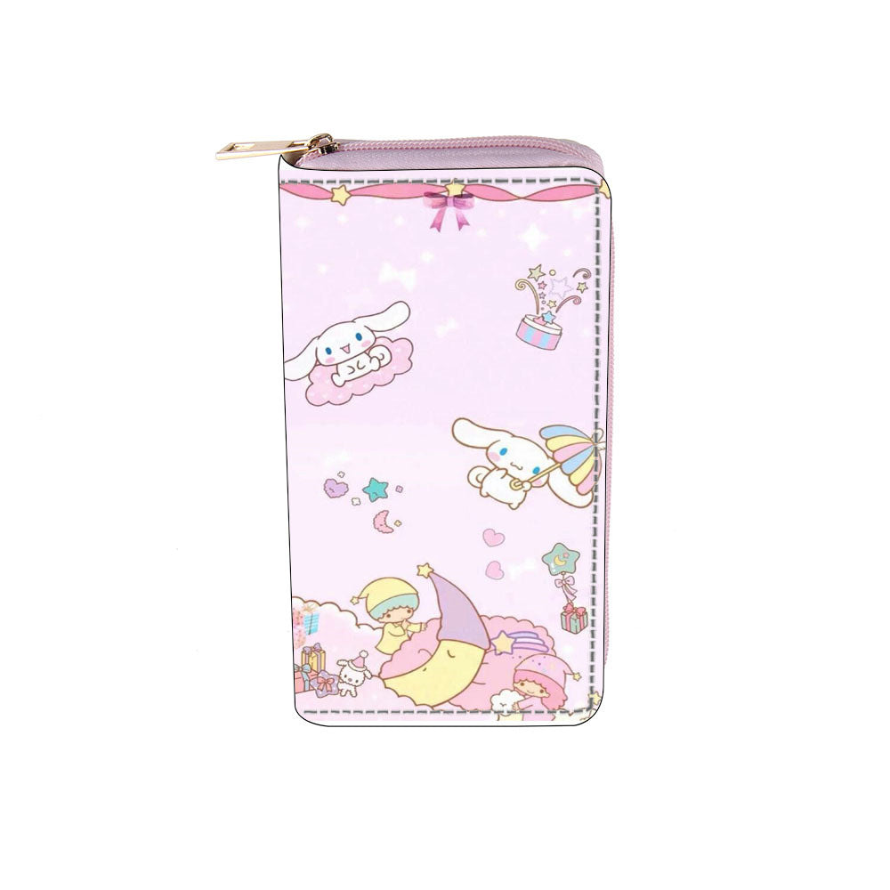 Cross border anime Kuromi PU long zippered wallet 0143 Sanliou wallet with printing and spot wholesale