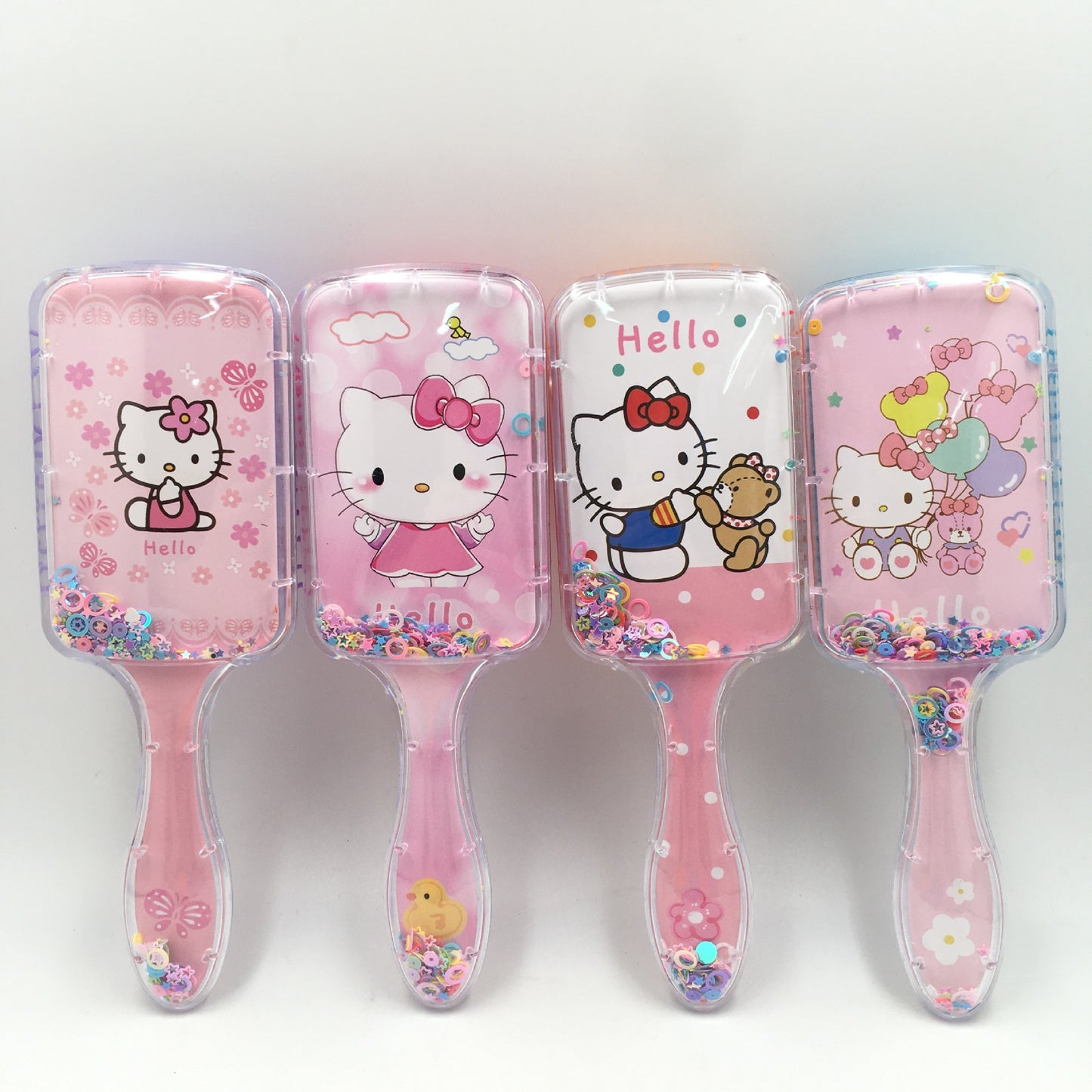 Cute Cat Square Shake Music Curly Hair Comb KT Cat Little Bear Cat Balloon Cat Sequin Air Cushion Hairdressing Comb