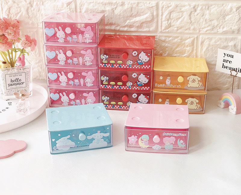 Cute girl heart desktop jewelry box mini drawer box cartoon storage box drawer sorting box