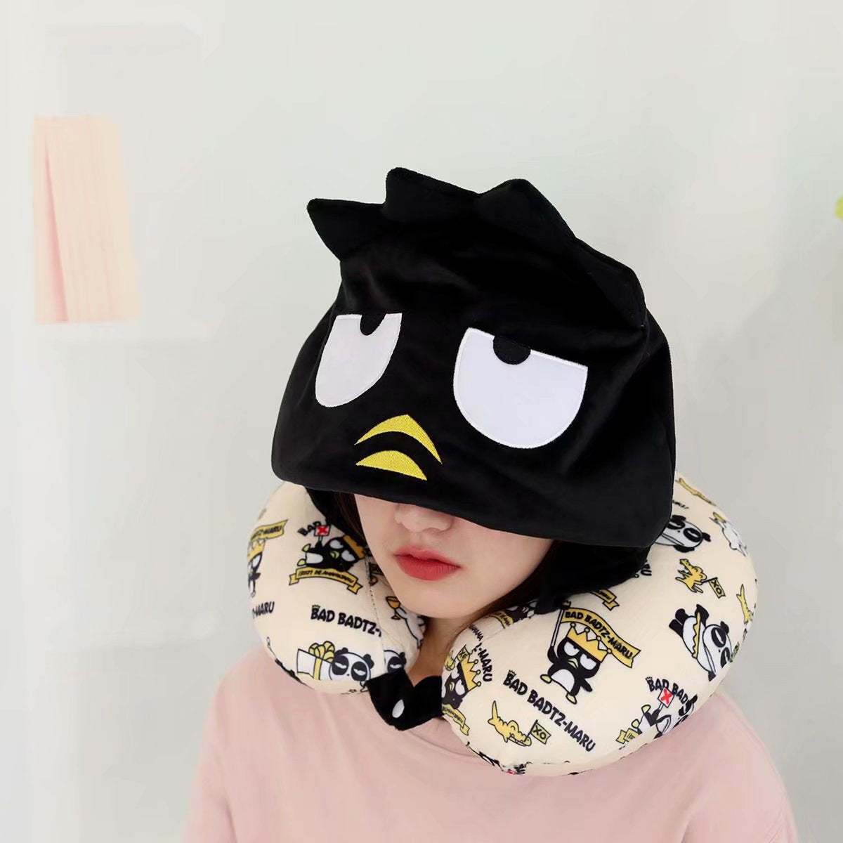 New Cartoon with Cap U-shaped Pillow PP Cotton U-Pillow Driving Portable Travel Pillow Office Nap Neck Protection Lying Pillow