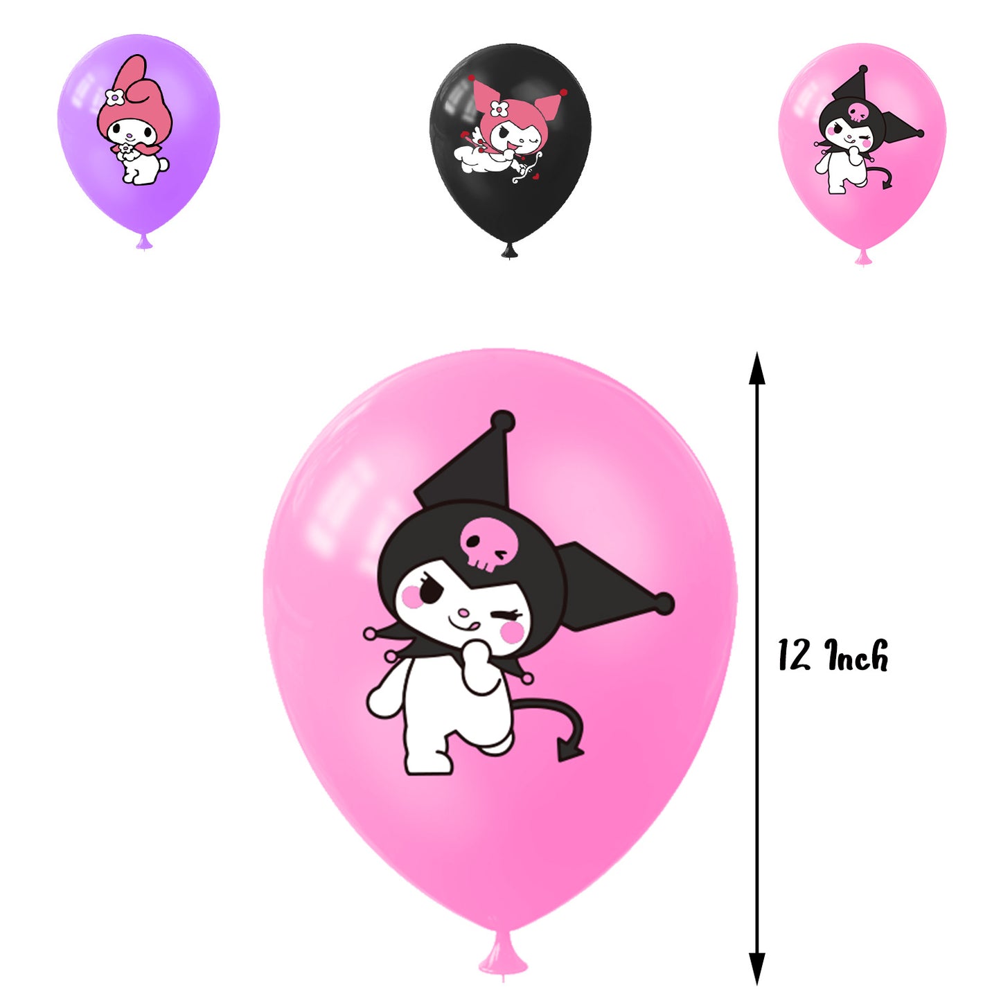 Kuromi theme birthday party decoration Kuromila flag cake card balloon spiral pendant invitation card