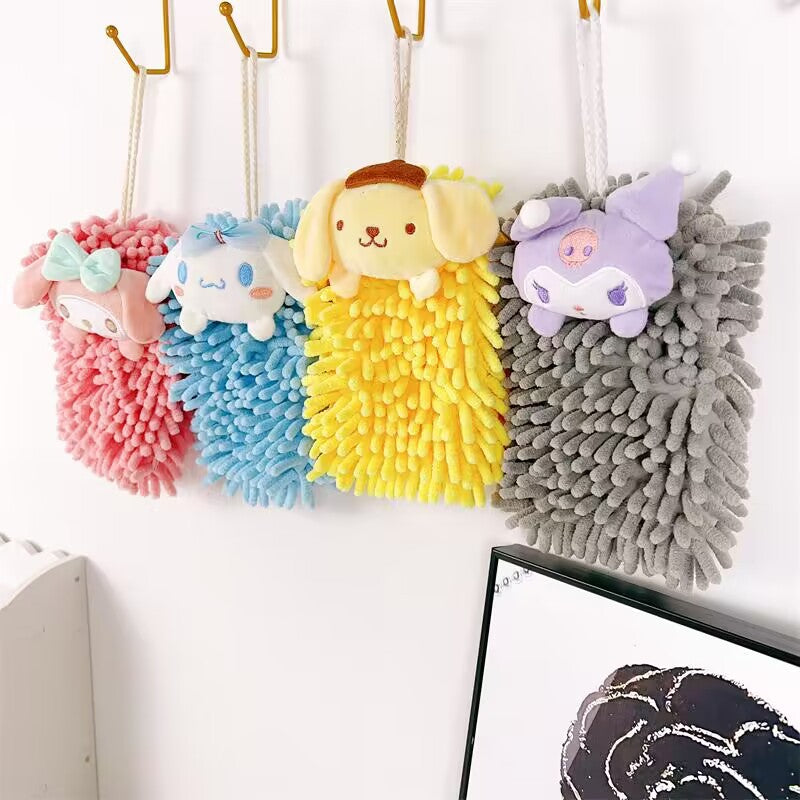 Cartoon chenille hand towel hanging anti-odor absorbent non-shedding hand cloth children's towel kitchen hand washing household