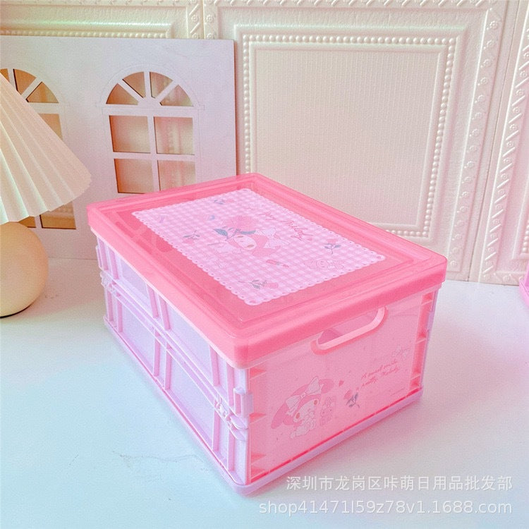 PC dog large-capacity storage box portable plastic folding storage box desktop dust-proof sundries box with cover